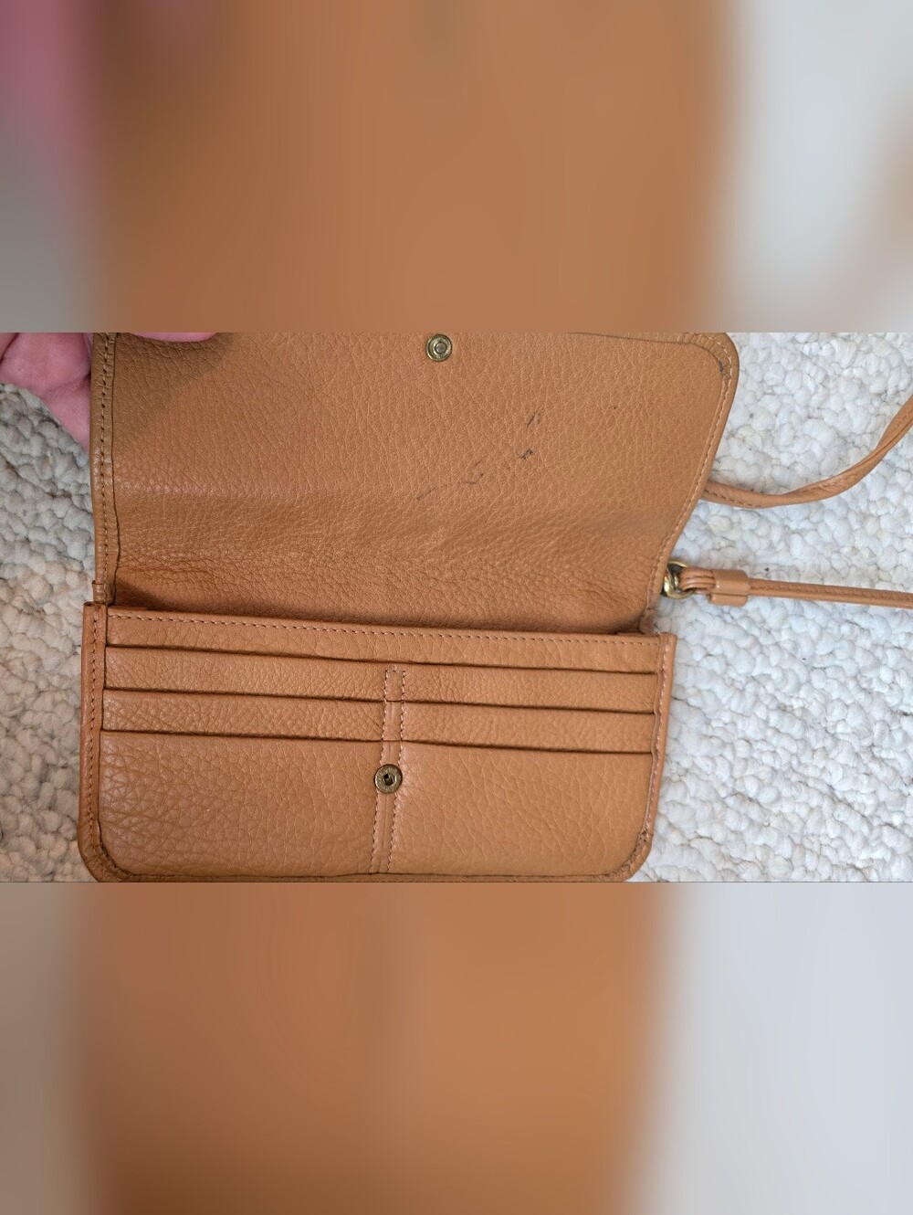 Vintage Coach Tan Pebbled Leather Crossbody Wallet / Clutch – Detachable Strap - Picture 2 of 4